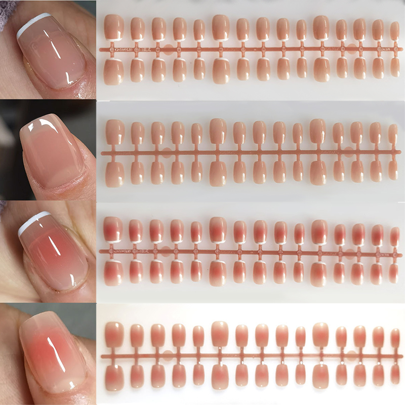 Nail Art Pink - 30 個グラデーション付け爪フレンチブラッシュヌードネイル防水フェイクミディアム棺付け爪爪プレスオン爪のヒントマニ