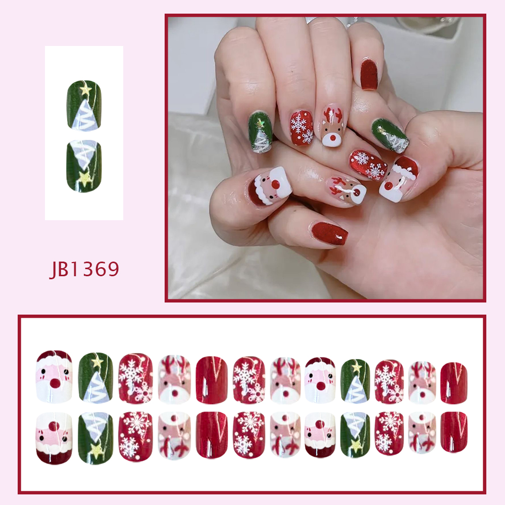 クリスマスプレスオンネイル サンタ トナカイ 雪の結晶 フェ - Nail Art Press On のレビューと価格