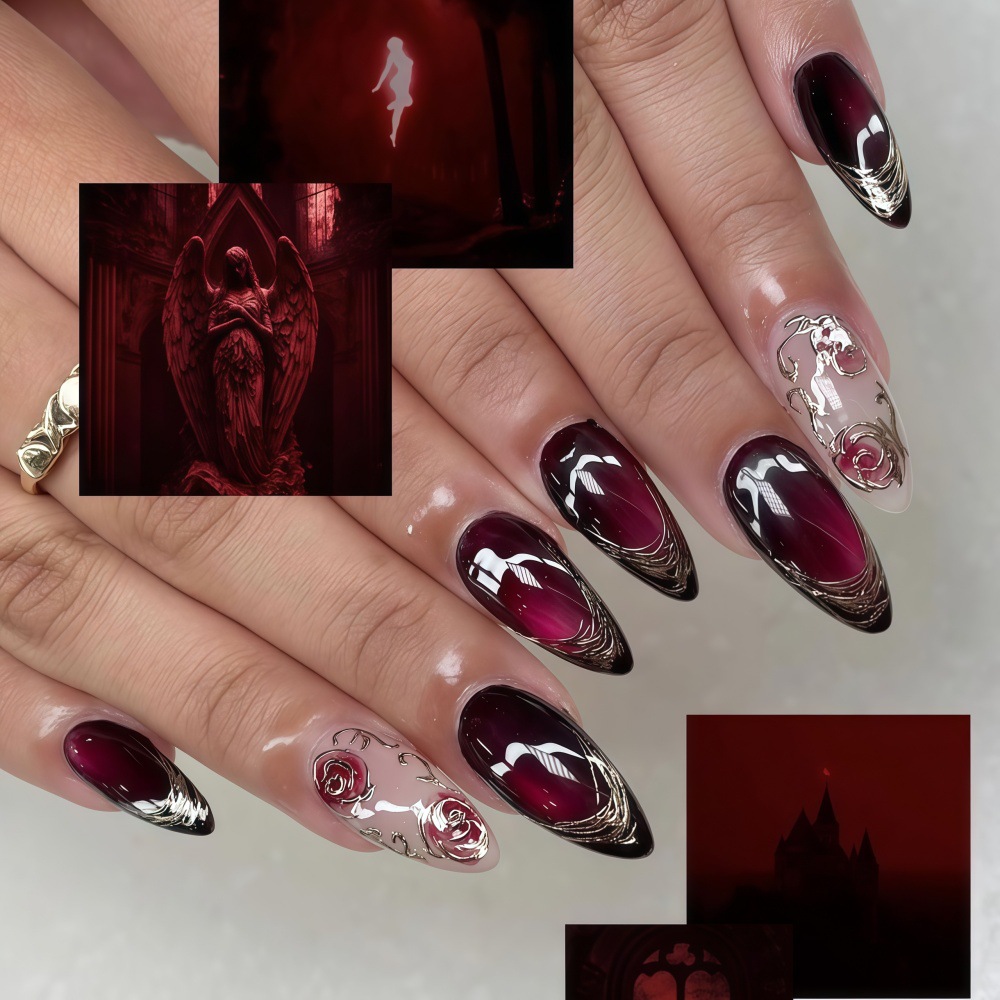 バレンタインデー用の女性・女の子向け3Dフェイクネイル、ゴー - Nail Art Press On のレビューと価格