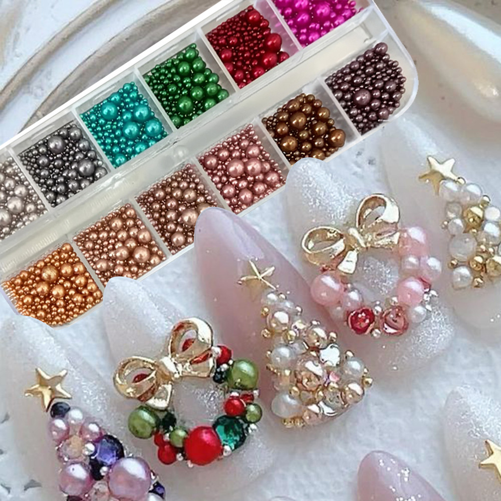12色ミックスサイズネイルパールラインストーン、マニキュアD - Nail Art Valentines Day のレビューと価格