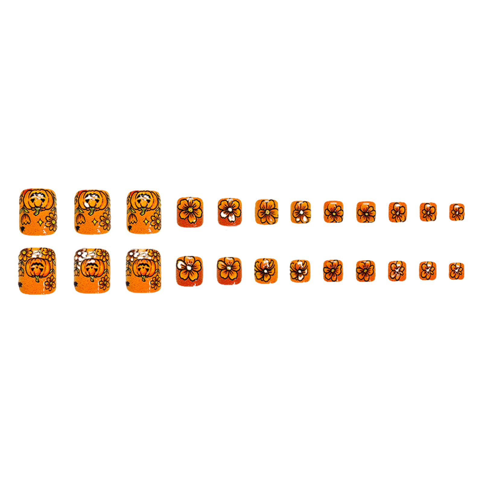 かわいいプレスオンフットネイル パンプキン グリッター フェ - Nail Art Press On のレビューと価格